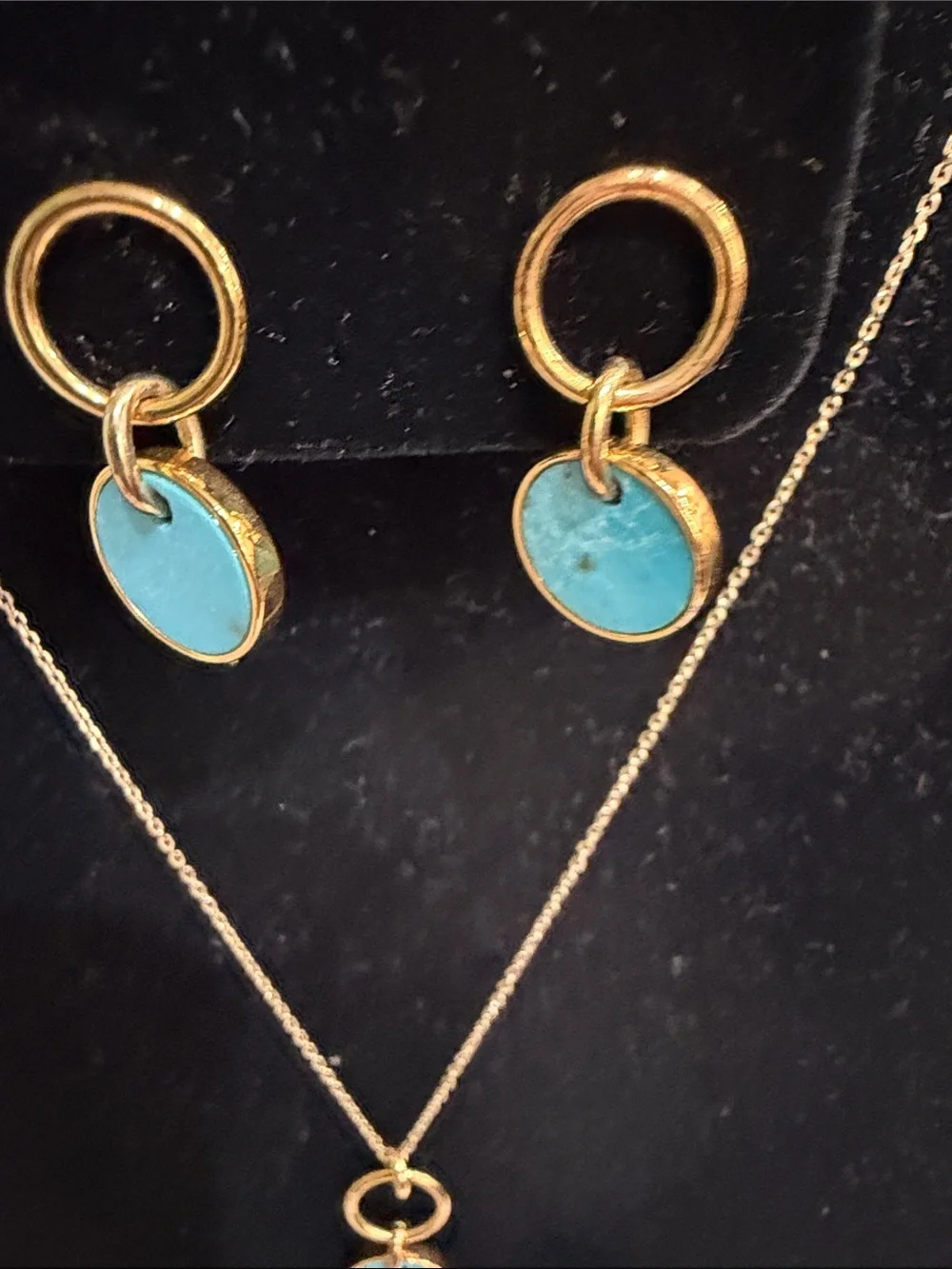 J. Crew Gold-Tone Necklace and Earring Set with Turquoise Discs